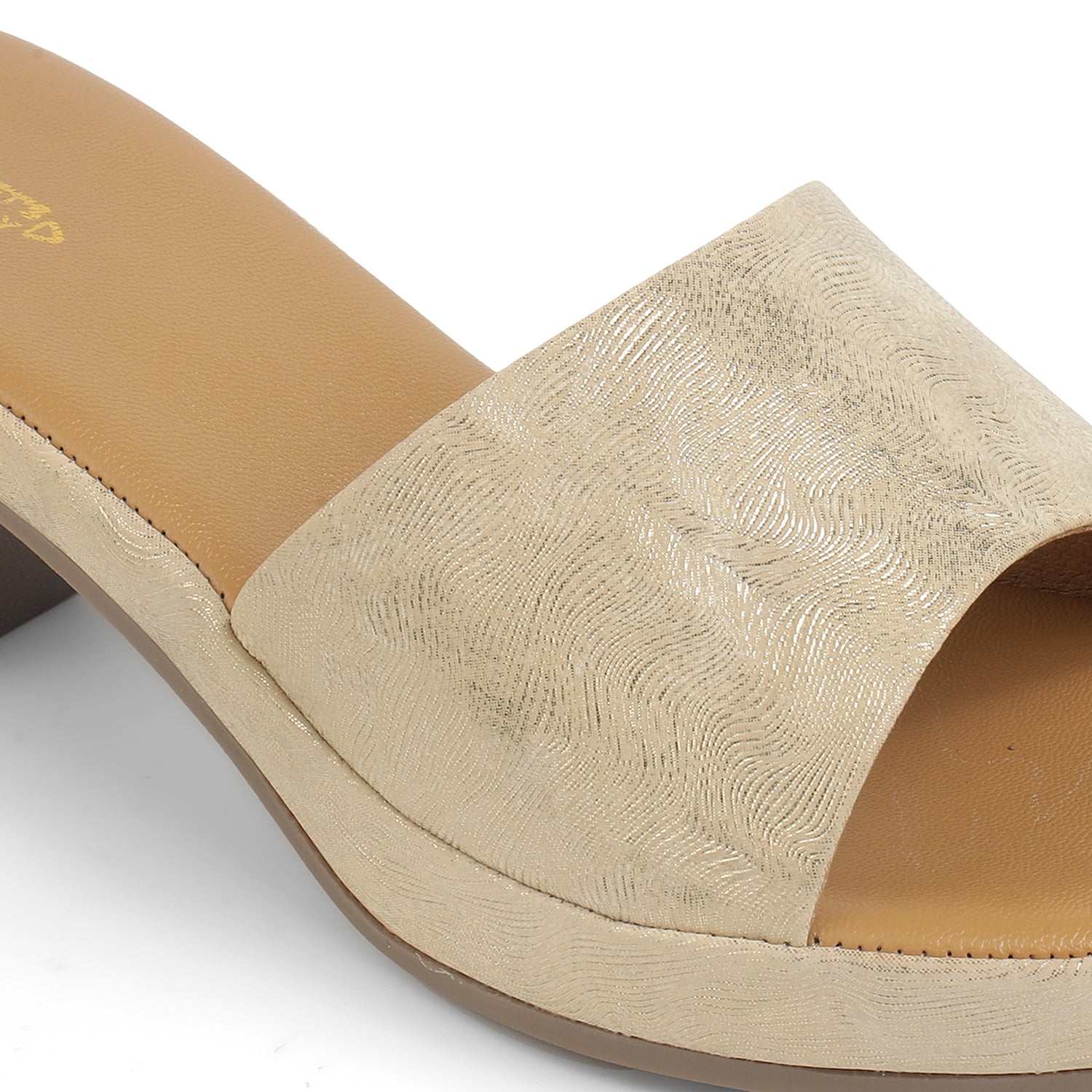 Tresmode Swer Gold Women's Dress Block Heel Sandals