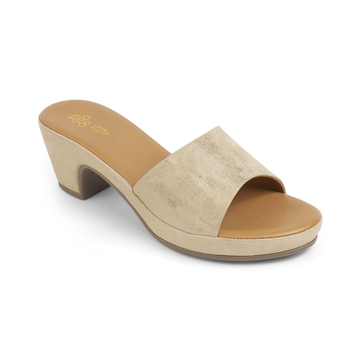 Tresmode Swer Gold Women's Dress Block Heel Sandals