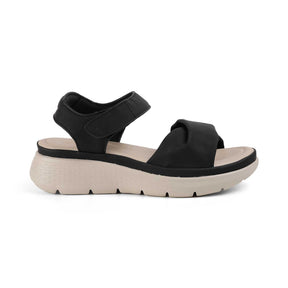 Tresmode Teron Black Women's Casual Wedge Sandals