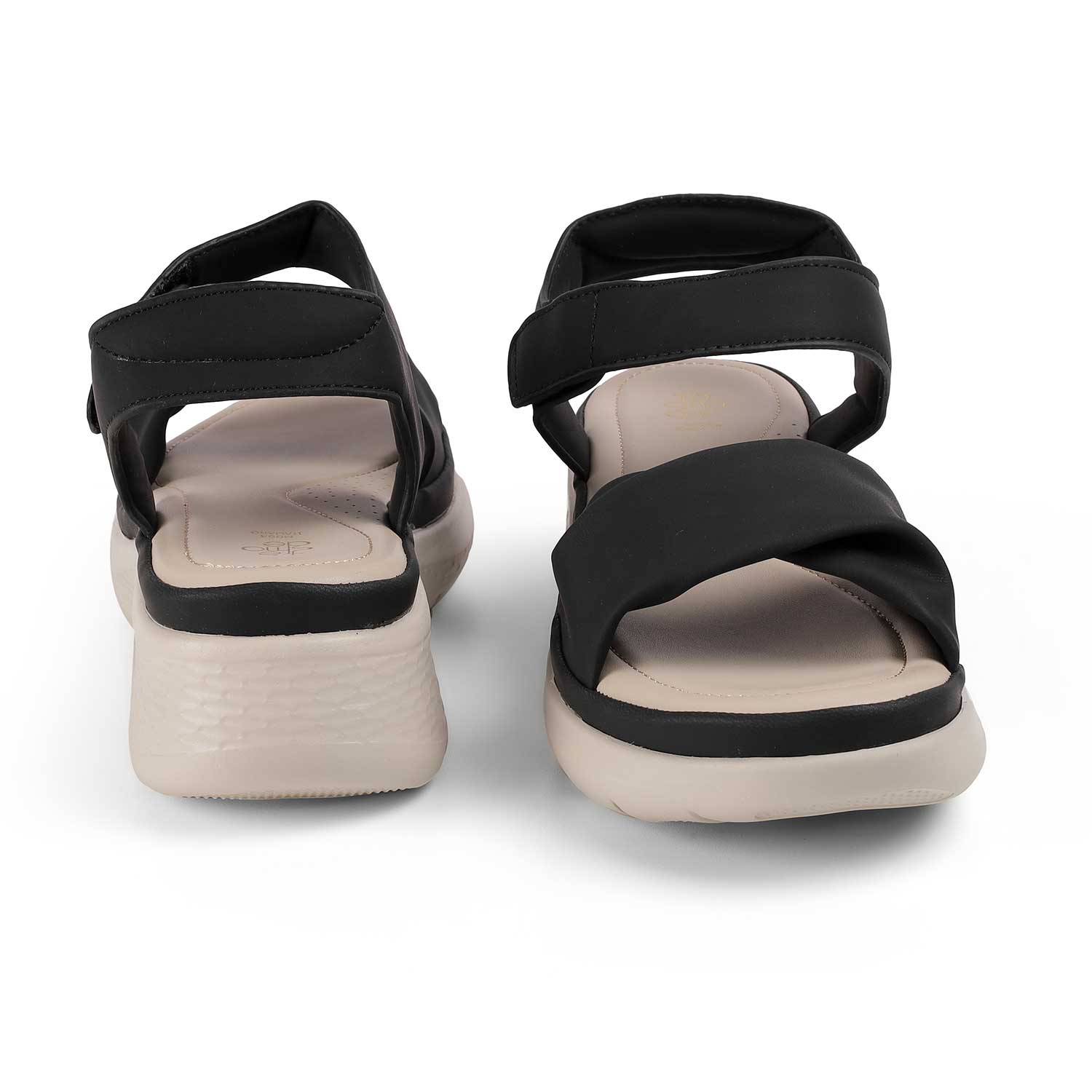 Tresmode Teron Black Women's Casual Wedge Sandals