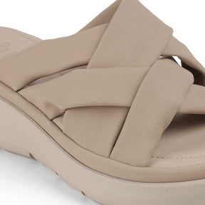 Tresmode Wish Beige Women's Casual Wedge Sandals