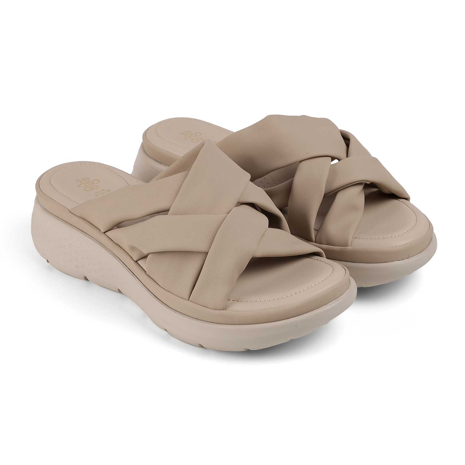 Tresmode Wish Beige Women's Casual Wedge Sandals