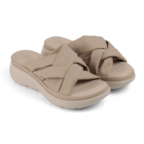 Tresmode Wish Beige Women's Casual Wedge Sandals