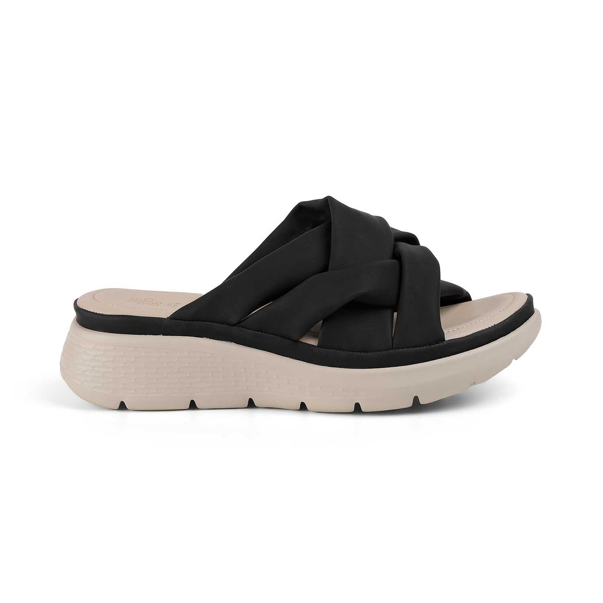 Tresmode Wish Black Women's Casual Wedge Sandals