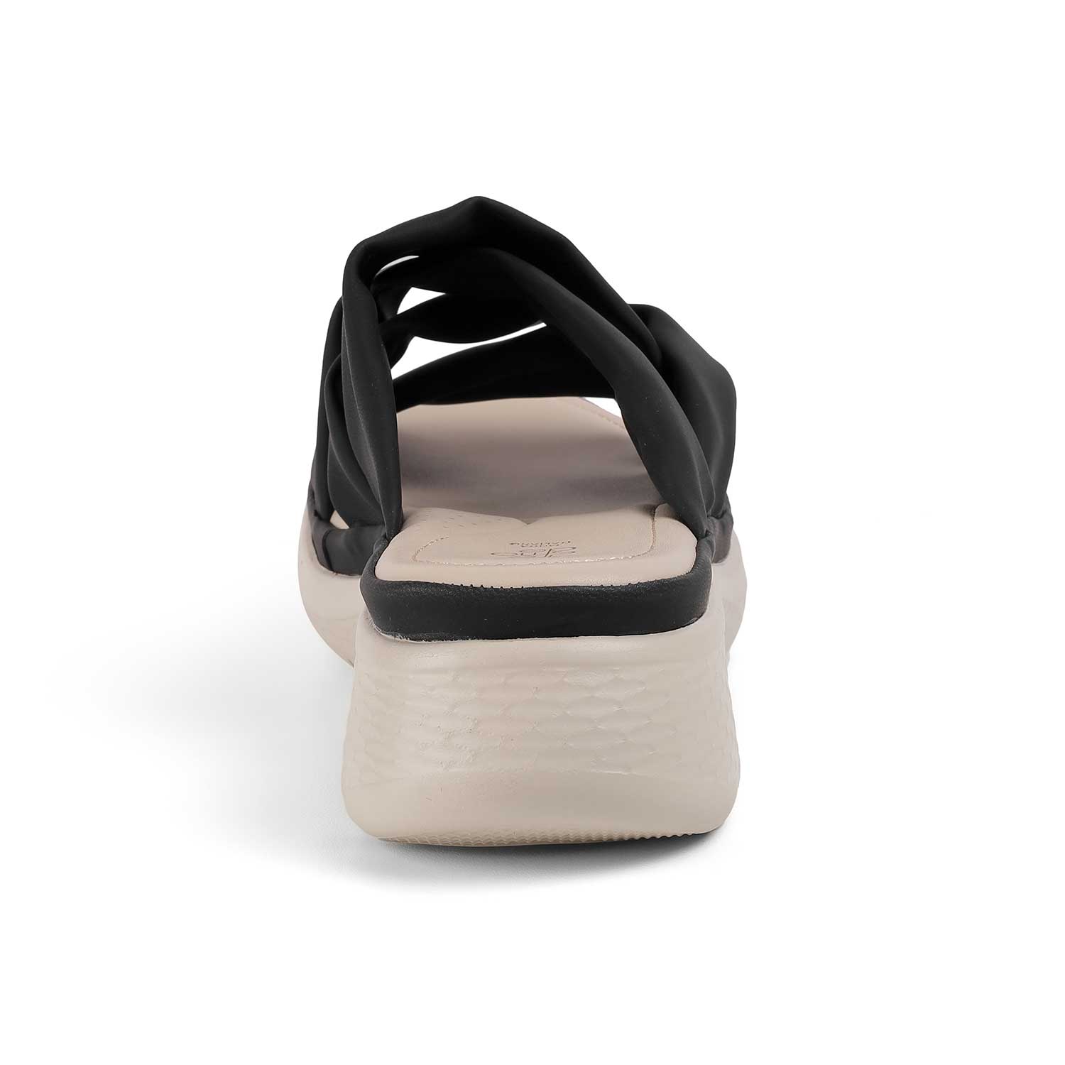 Tresmode Wish Black Women's Casual Wedge Sandals