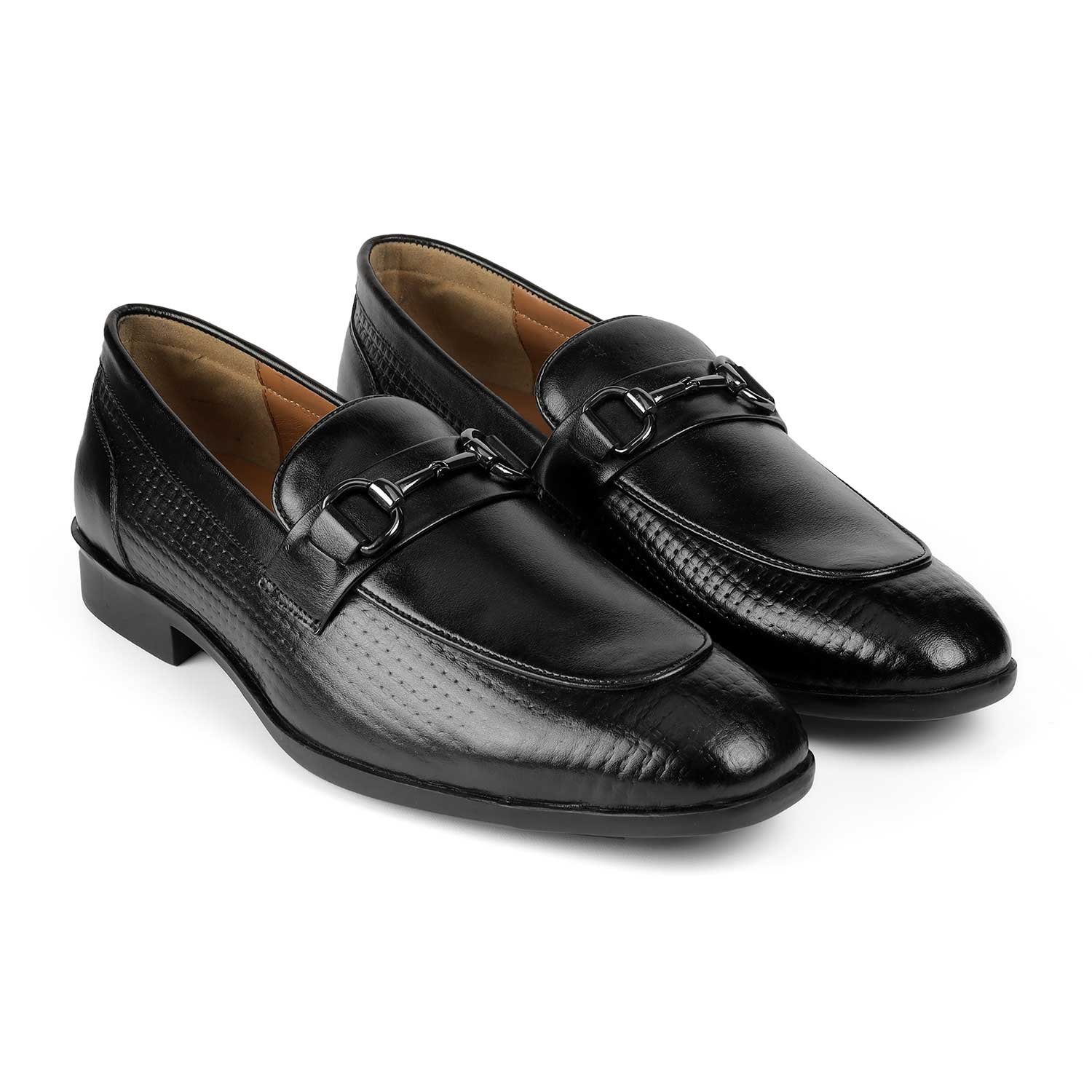 Tresmode Xavier Black Men's Leather Loafers