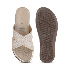 Tresmode Yon Gold Women's Dress Platform Wedge Sandals