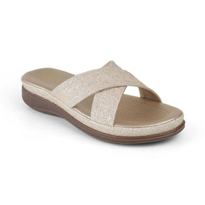 Tresmode Yon Gold Women's Dress Platform Wedge Sandals