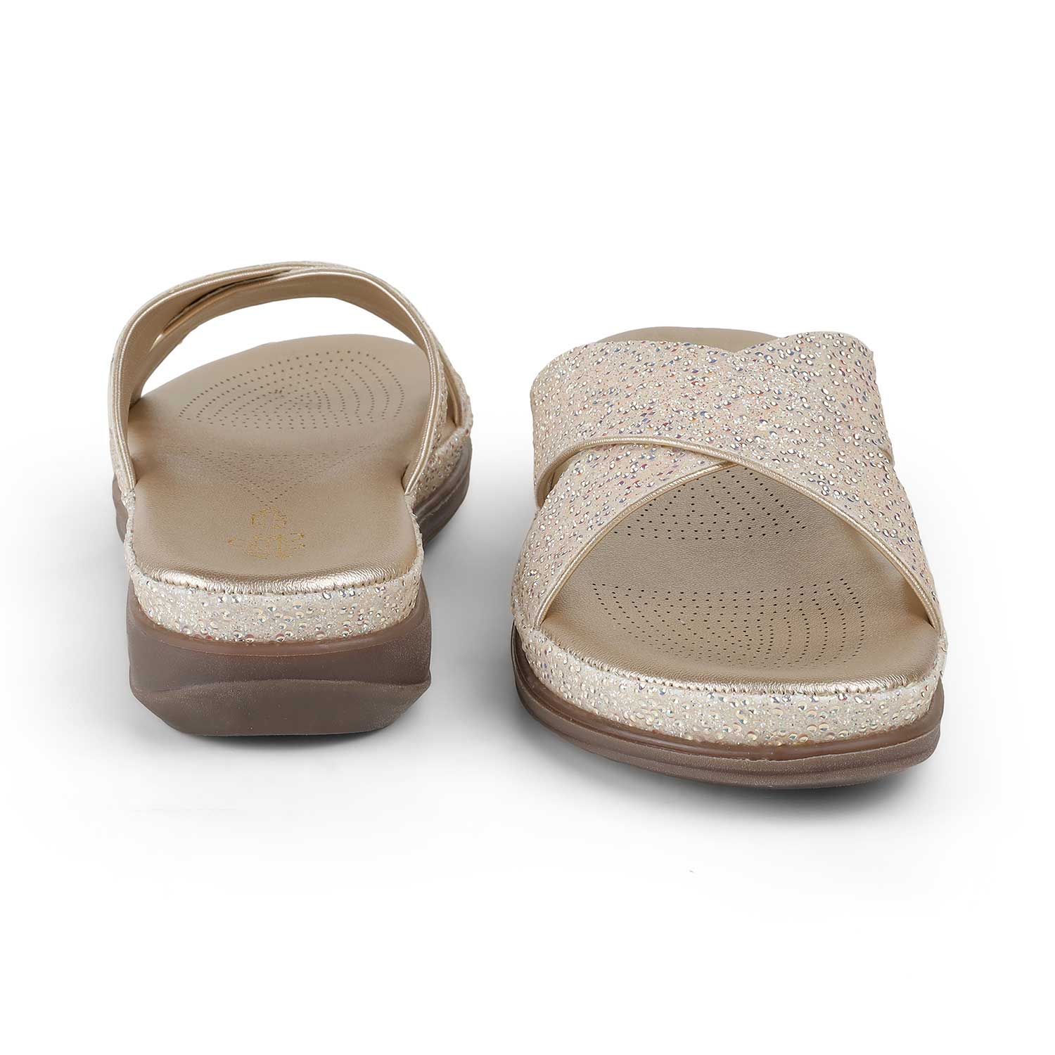 Tresmode Yon Gold Women's Dress Platform Wedge Sandals