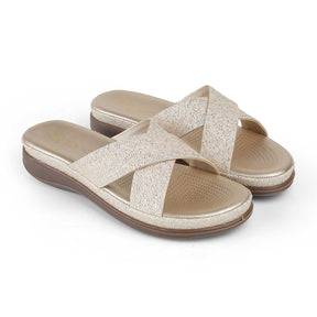 Tresmode Yon Gold Women's Dress Platform Wedge Sandals