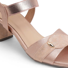 Tresmode Camo Champagne Women's Dress Block Heel Sandals