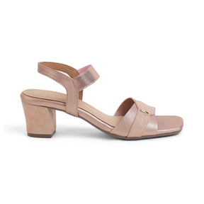 Tresmode Camo Champagne Women's Dress Block Heel Sandals