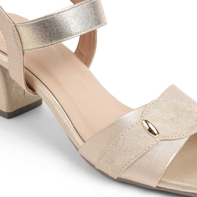 Tresmode Camo Gold Women's Dress Block Heel Sandals