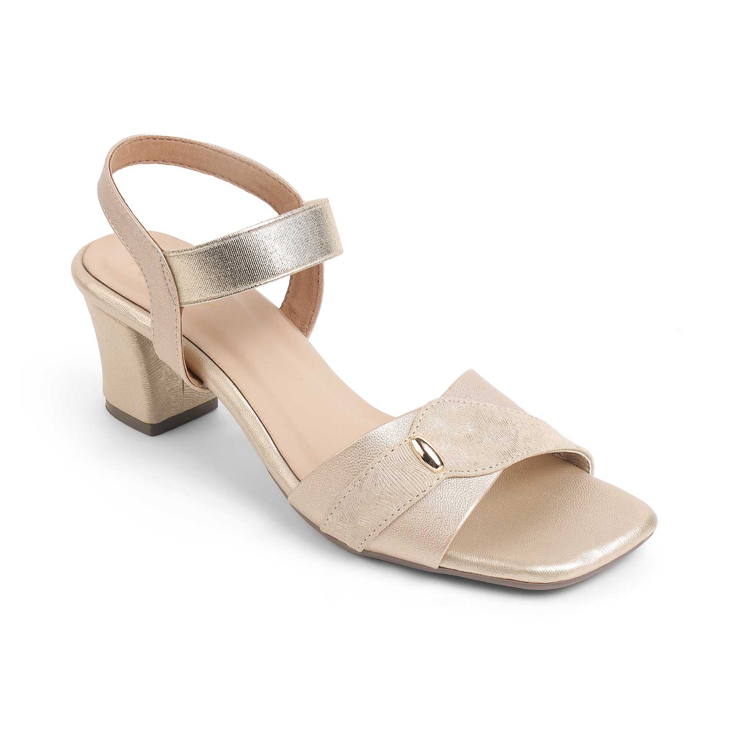 Tresmode Camo Gold Women's Dress Block Heel Sandals