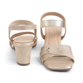 Tresmode Camo Gold Women's Dress Block Heel Sandals