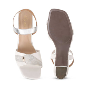Tresmode Camo White Women's Dress Block Heel Sandals