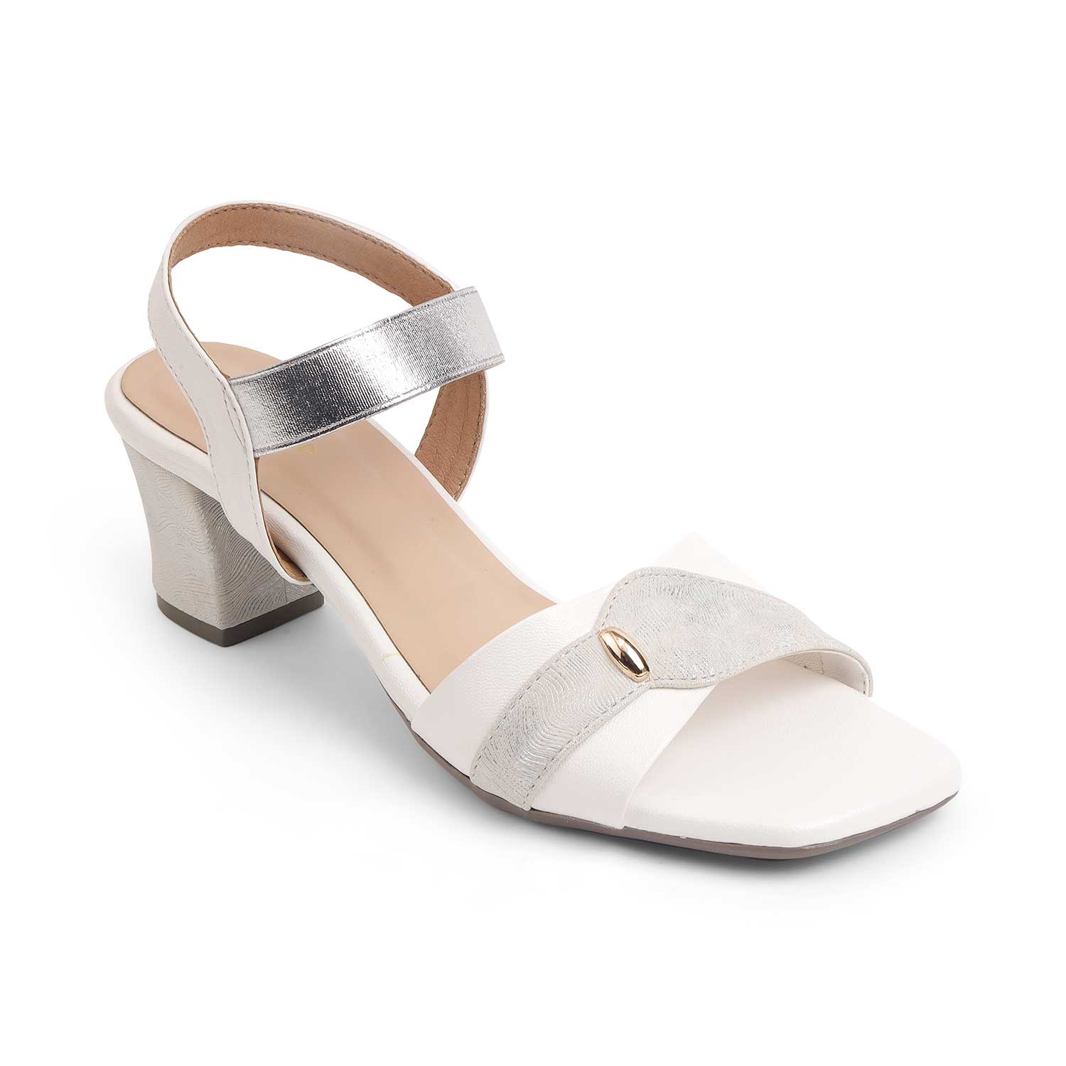 Tresmode Camo White Women's Dress Block Heel Sandals