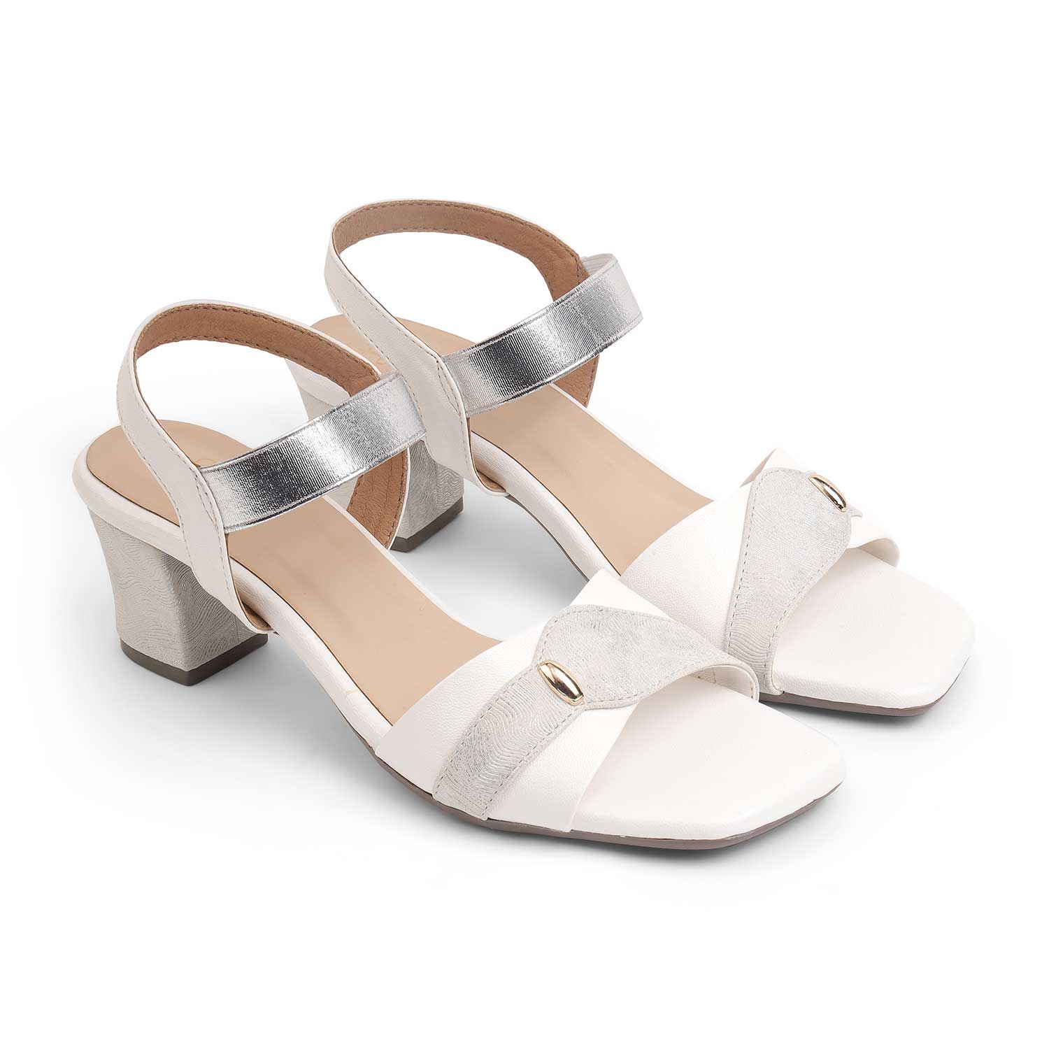 Tresmode Camo White Women's Dress Block Heel Sandals