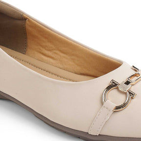 Tresmode Elegant Cream Women's Dress Ballerinas