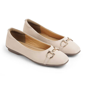 Tresmode Elegant Cream Women's Dress Ballerinas