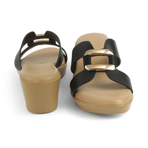 Tresmode Flowedge Black Women's Dress Wedge Sandals
