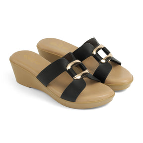 Tresmode Flowedge Black Women's Dress Wedge Sandals