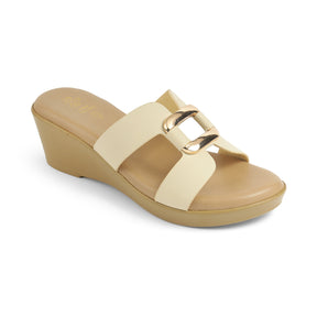 Tresmode Flowedge Cream Women's Dress Wedge Sandals