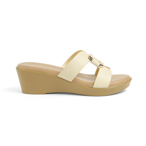Tresmode Flowedge Cream Women's Dress Wedge Sandals
