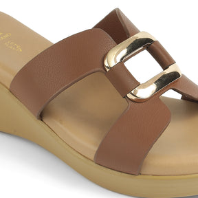 Tresmode Flowedge Tan Women's Dress Wedge Sandals