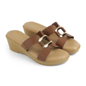 Tresmode Flowedge Tan Women's Dress Wedge Sandals