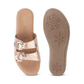 Tresmode Glamour Champagne Women's Dress Platform Flats