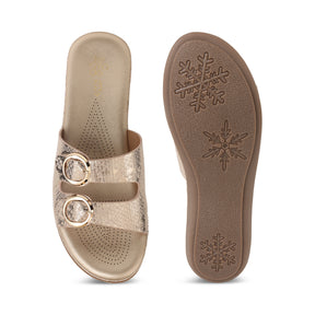 Tresmode Glamour Gold Women's Dress Platform Flats