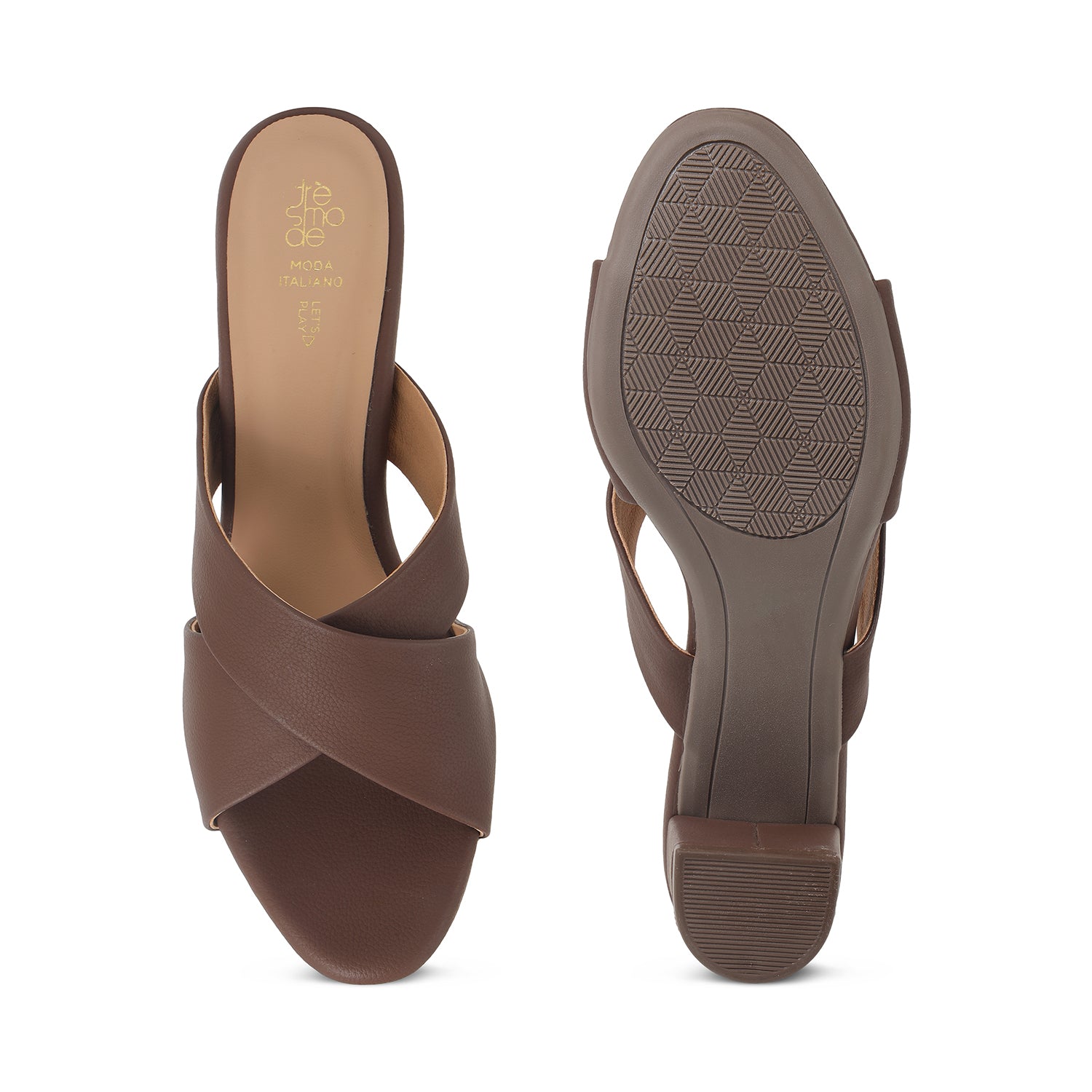 Tresmode Lisbon Brown Women's Dress Block Heel Sandals