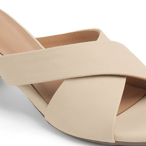 Tresmode Lisbon Cream Women's Dress Block Heel Sandals