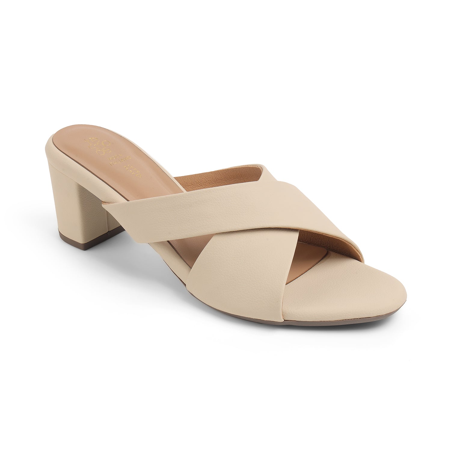 Tresmode Lisbon Cream Women's Dress Block Heel Sandals
