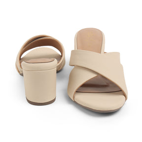 Tresmode Lisbon Cream Women's Dress Block Heel Sandals