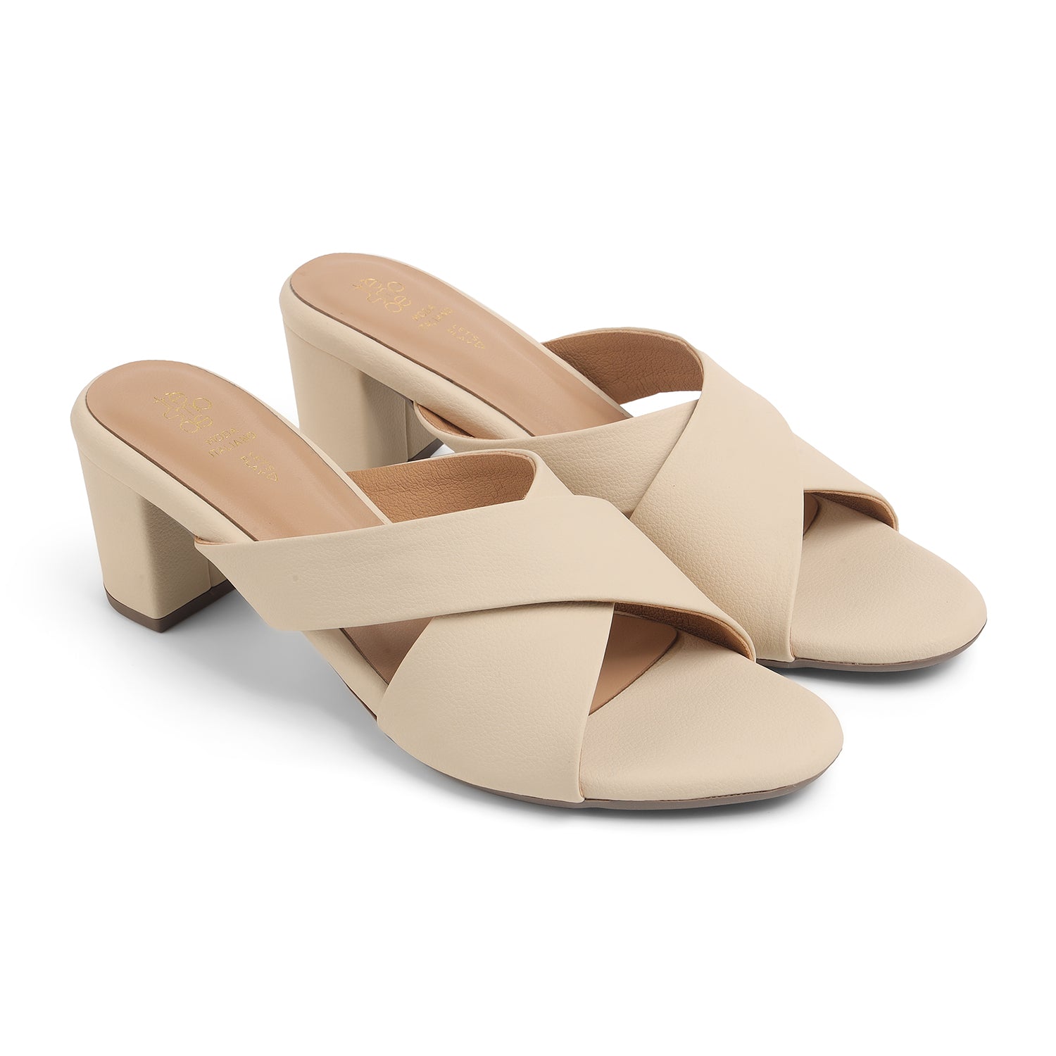 Tresmode Lisbon Cream Women's Dress Block Heel Sandals