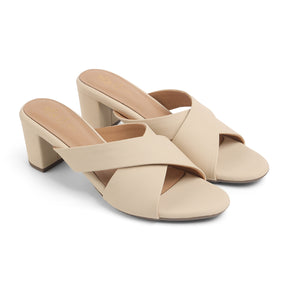 Tresmode Lisbon Cream Women's Dress Block Heel Sandals