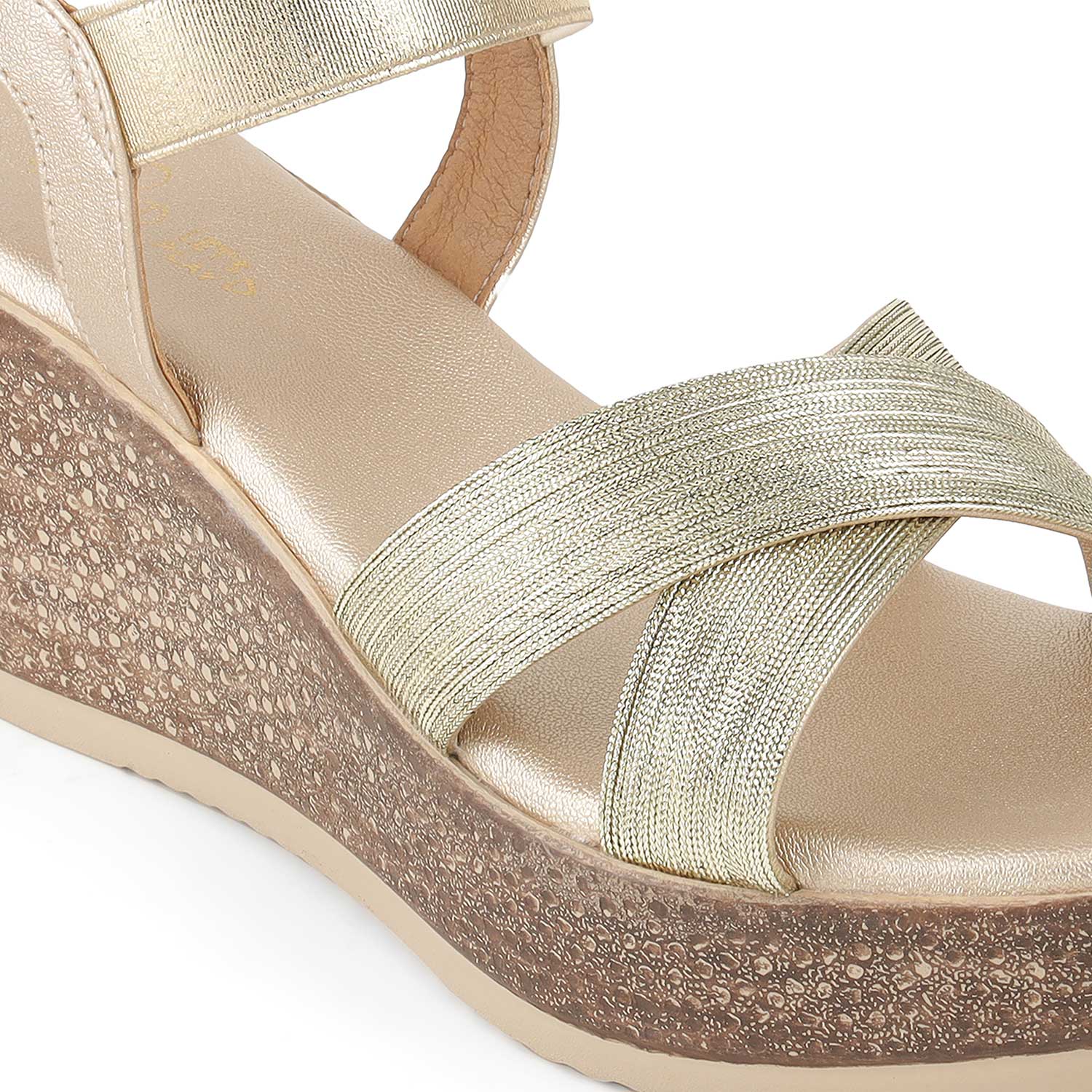 Tresmode Luxio Gold Women's Dress Wedge Sandals