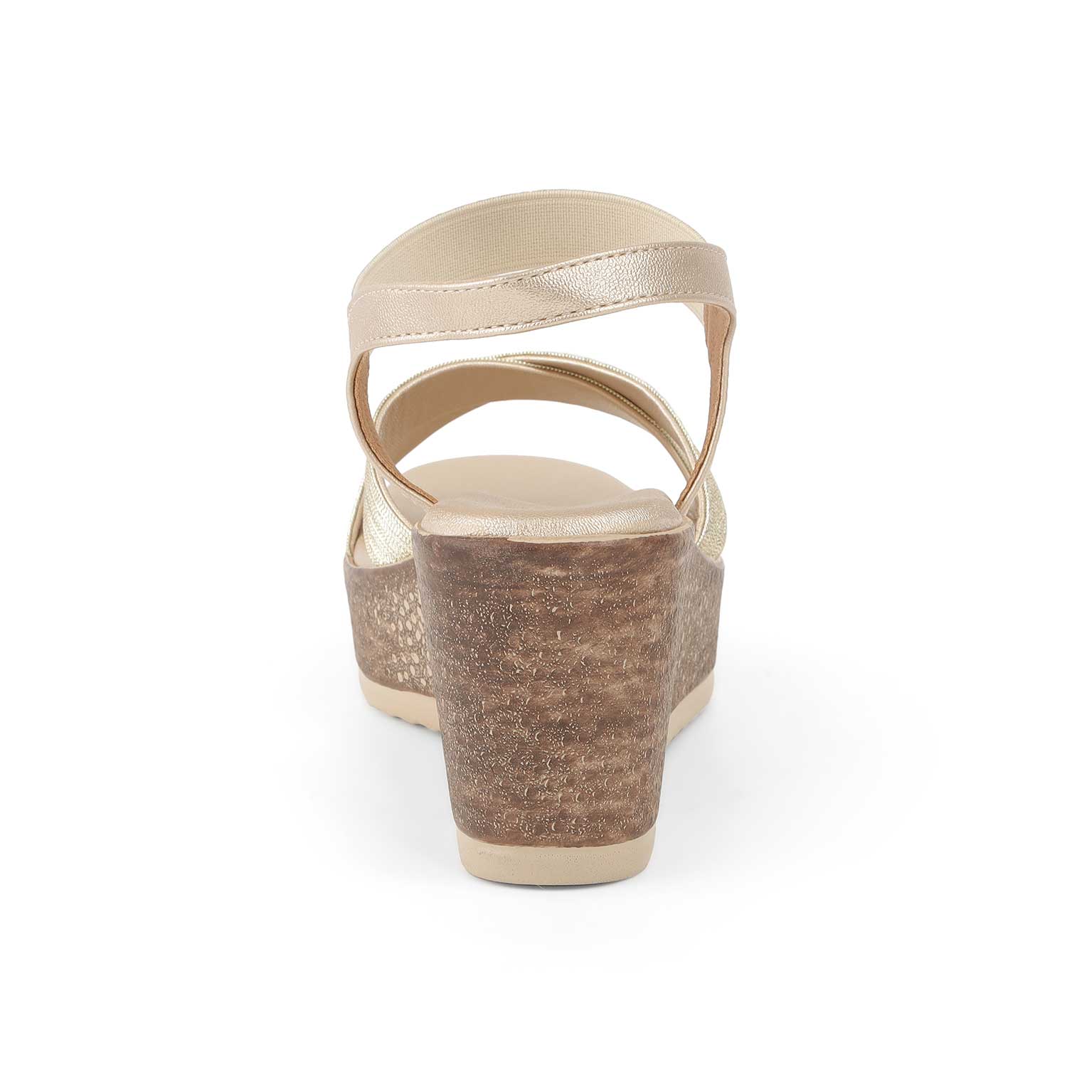 Tresmode Luxio Gold Women's Dress Wedge Sandals