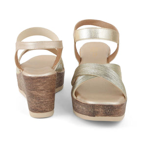 Tresmode Luxio Gold Women's Dress Wedge Sandals