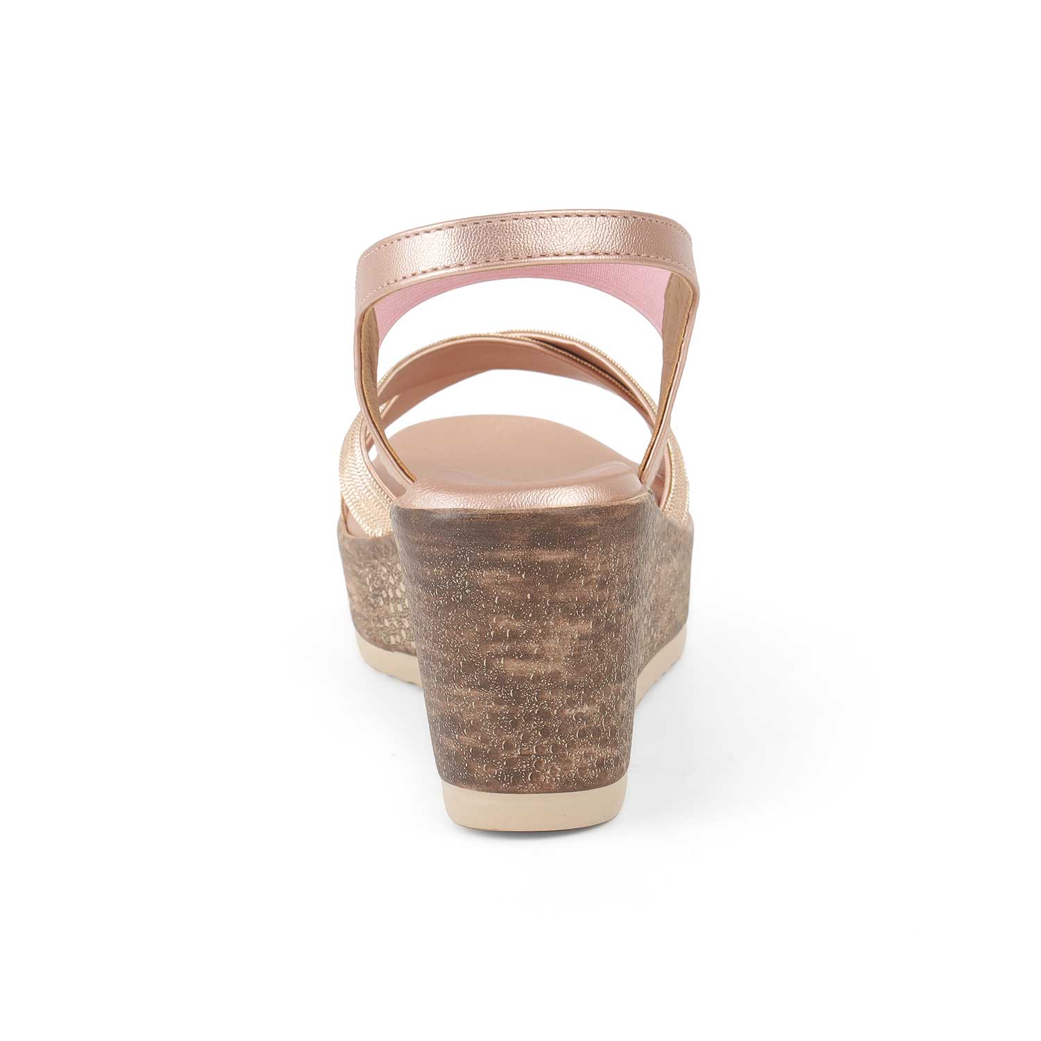 Tresmode Luxio Champagne Women's Dress Wedge Sandals