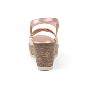 Tresmode Luxio Champagne Women's Dress Wedge Sandals