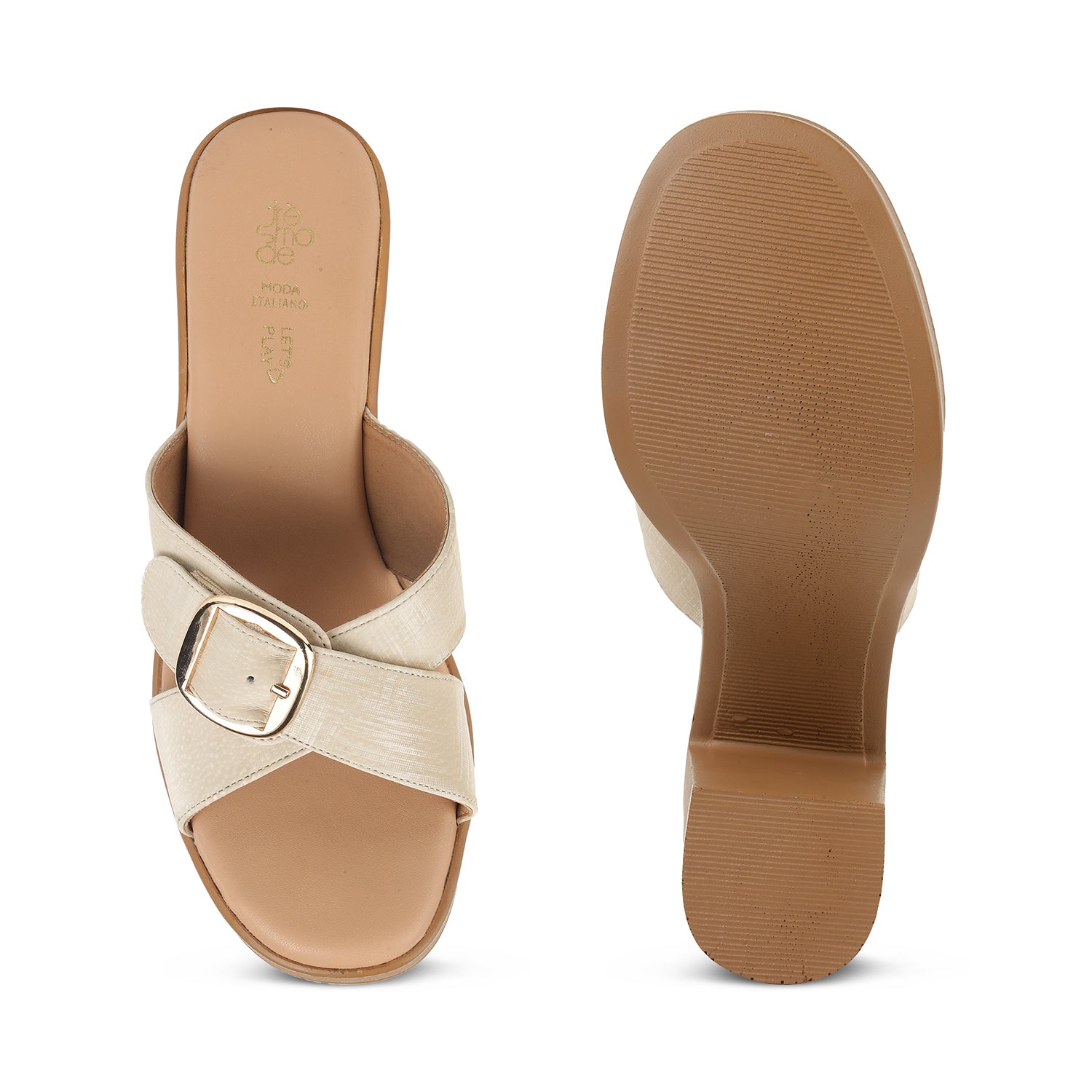 Tresmode NY Beige Women's Dress Block Heel Sandals