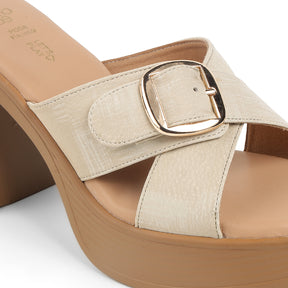Tresmode NY Beige Women's Dress Block Heel Sandals