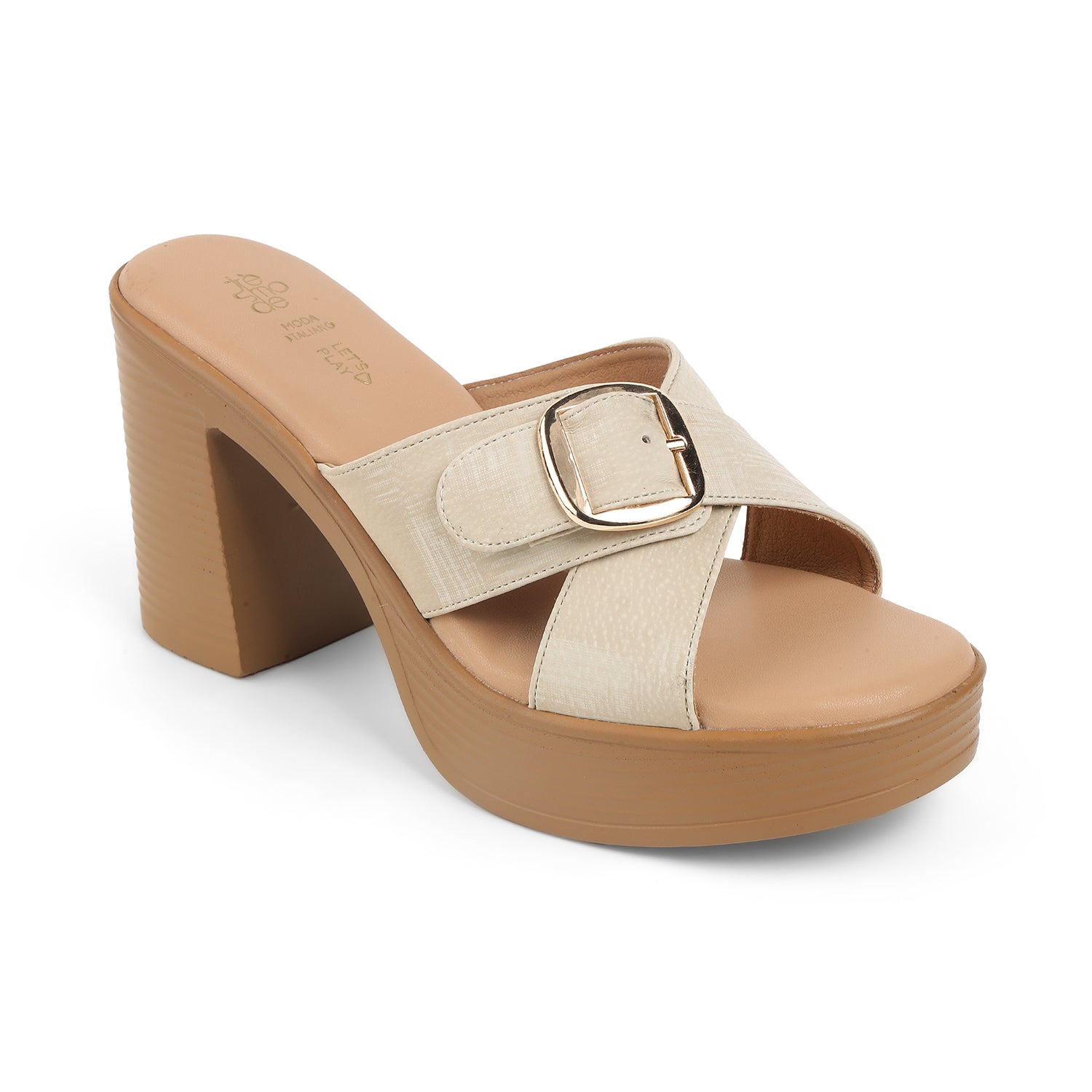 Tresmode NY Beige Women's Dress Block Heel Sandals