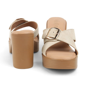 Tresmode NY Beige Women's Dress Block Heel Sandals