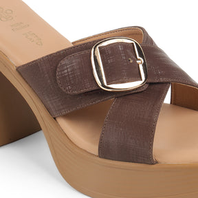 Tresmode NY Brown Women's Dress Block Heel Sandals