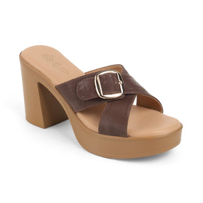 Tresmode NY Brown Women's Dress Block Heel Sandals