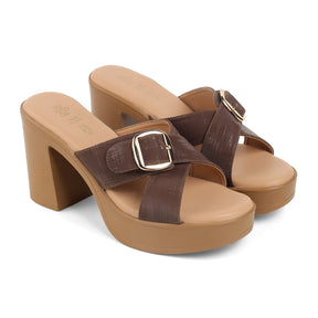 Tresmode NY Brown Women's Dress Block Heel Sandals